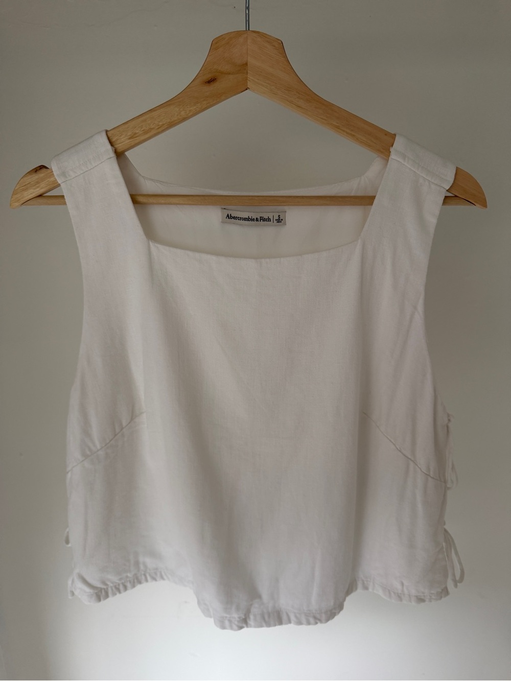 Abercrombie & Fitch White Square Neck Linen-Blend Tank Small